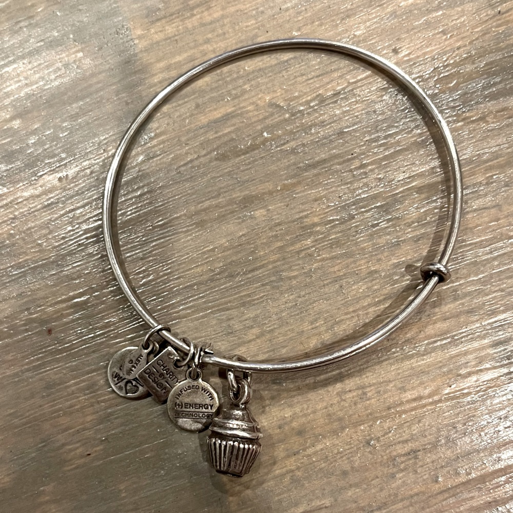 Alex and Ani Silver Cupcake Charm Bangle